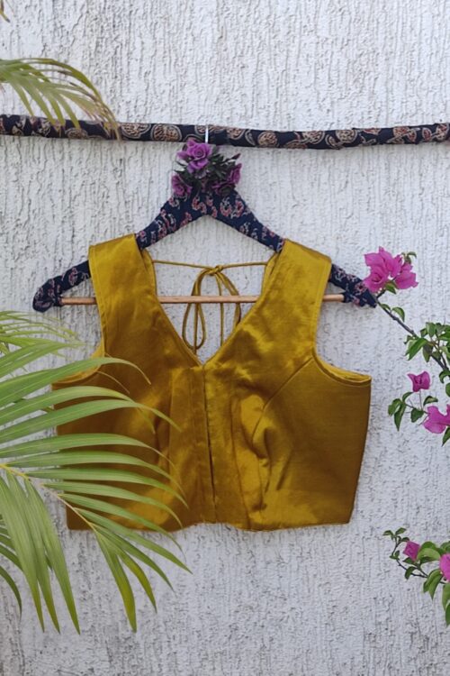 MUSTARD GOLD SILK READYMADE BLOUSE