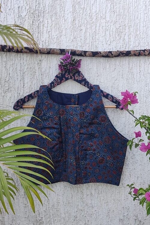 INDIGO KHAREEK SILK READYMADE BLOUSE