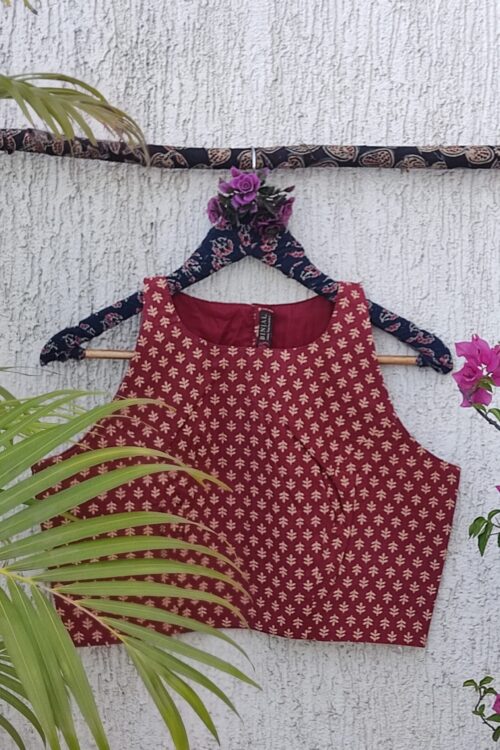 MAROON BUTI READYMADE BLOUSE