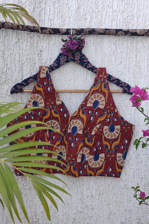 MAROON KALAMKARI READYMADE BLOUSE