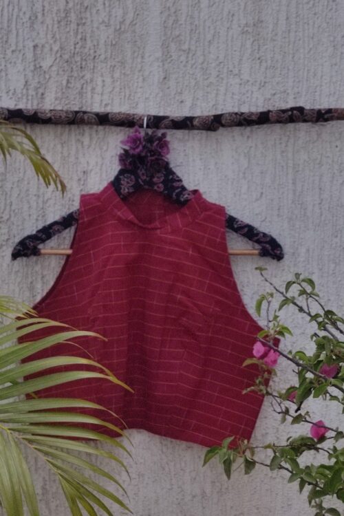 MAROON HANDLOOM READYMADE BLOUSE