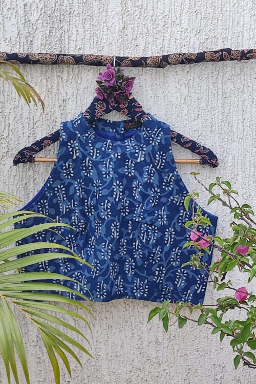 INDIGO DABU HANDBLOCK PRINTED READYMADE BLOUSE