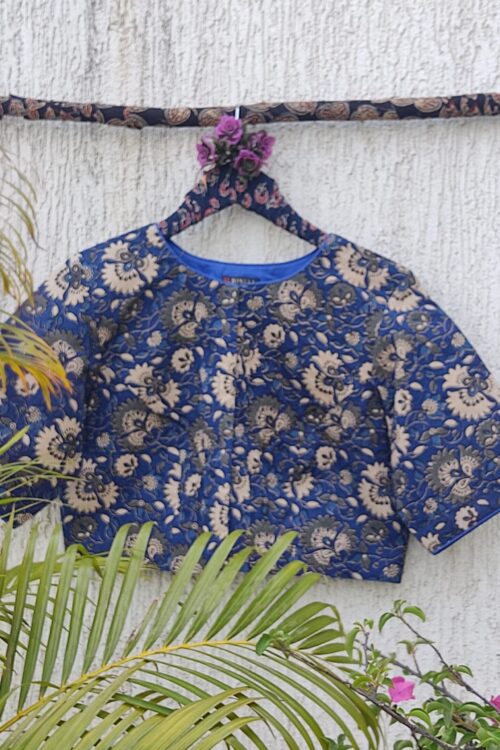 INDIGO KALAMKARI READYMADE BLOUSE