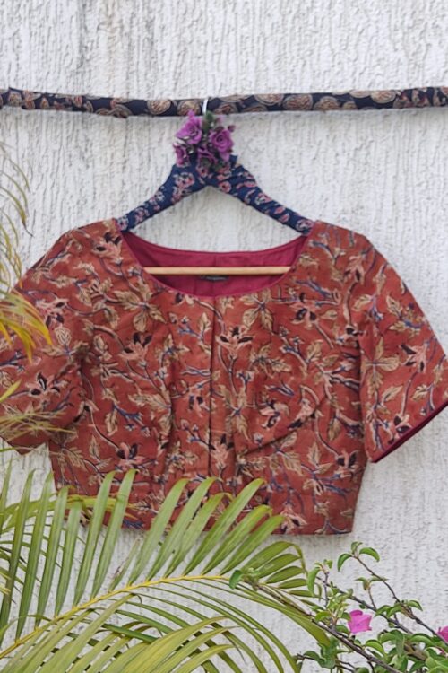 RUST KALAMKARI READYMADE BLOUSE