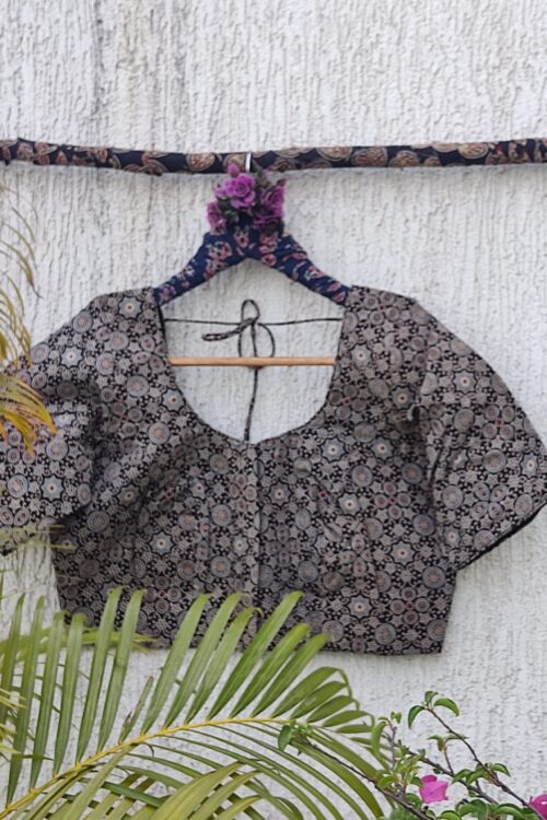 BLACK AJRAKH STAR PRINT READYMADE BLOUSE