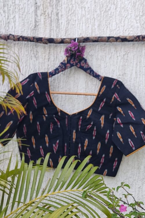 BLACK MULTI IKAT WOVEN READYMADE BLOUSE