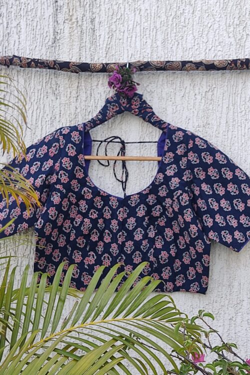 INDIGO FLORAL PRINT READYMADE BLOUSE