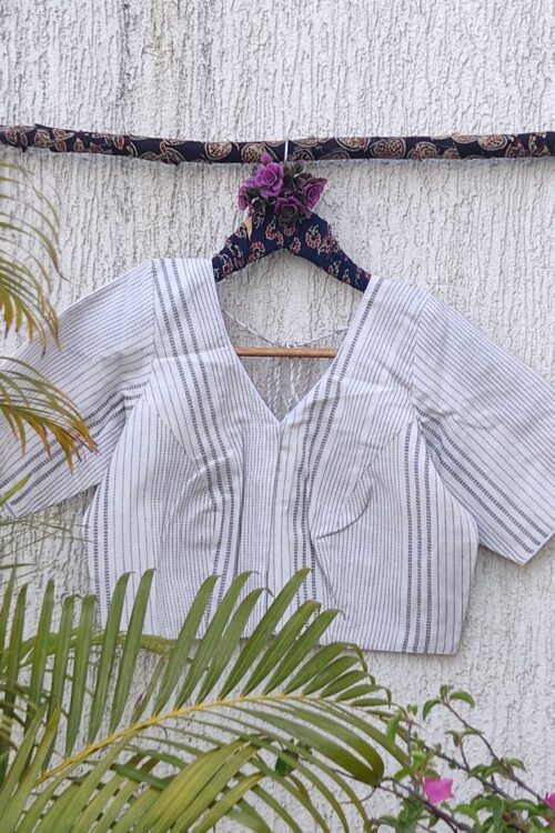 WHITE KANTHA READYMADE BLOUSE