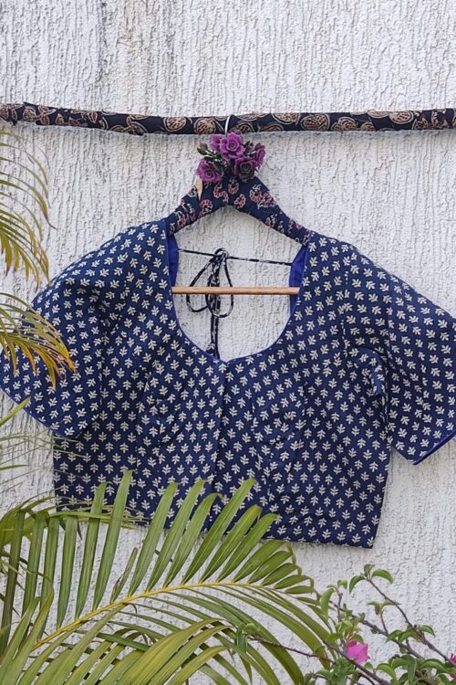 INDIGO HANDBLOCK PRINTED READYMADE BLOUSE