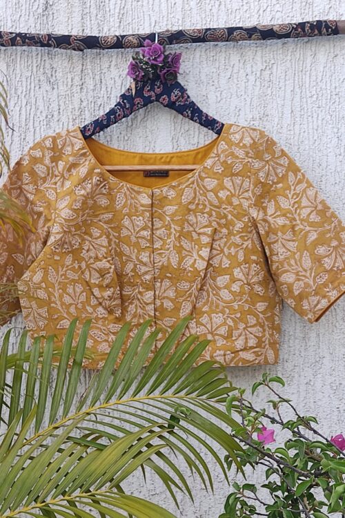 MUSTARD KALAMKARI READYMADE BLOUSE