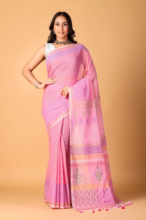 CHAPPAI COLLECTION-Gulabo Handblock printed saree