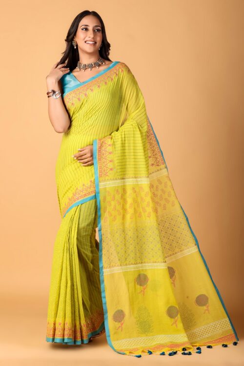 CHAPPAI COLLECTION-Nimbuda Handblock printed saree