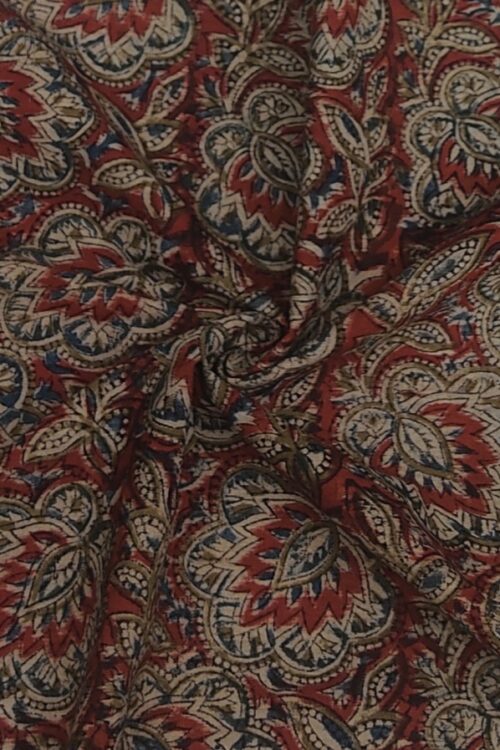 RUST KALAMKARI –  HANDLOOM COTTON PRINTED KHADI FABRIC