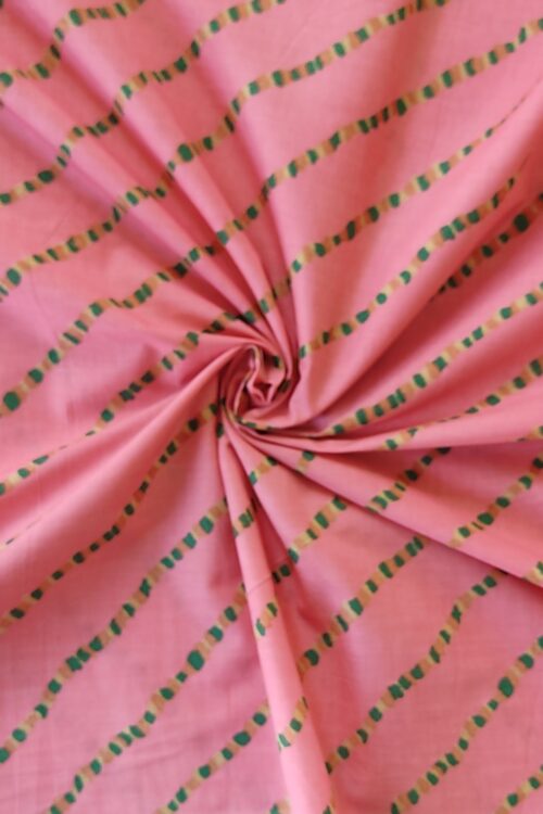 PINK LEHARIYA HANDBLOCK PRINTED COTTON FABRIC