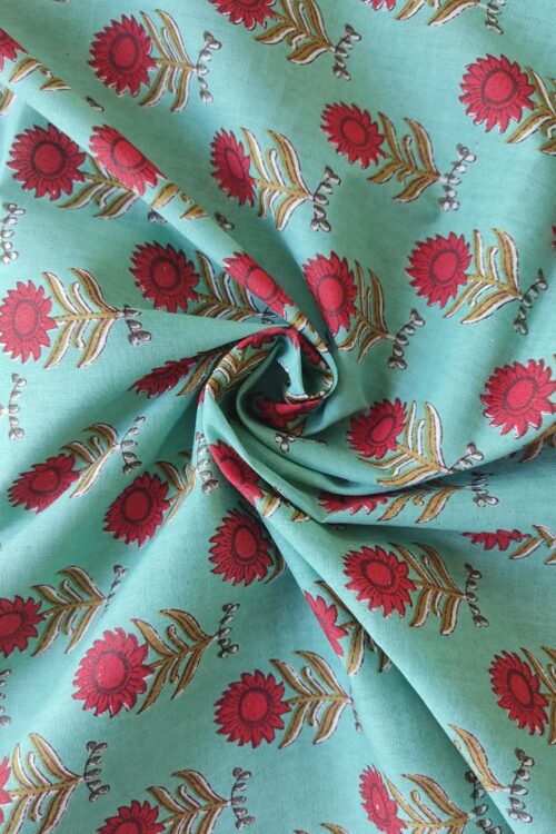 RAMA FLORAL JAAL HANDBLOCK PRINTED COTTON FABRIC