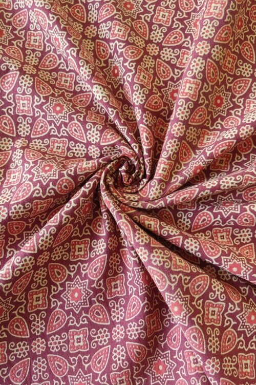 RUST MAROON PRINTED COTTON FABRIC