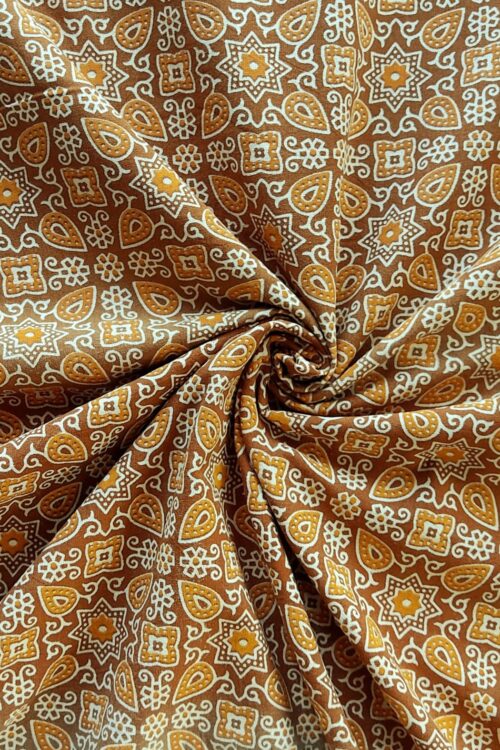 MUSTARD PRINTED COTTON FABRIC